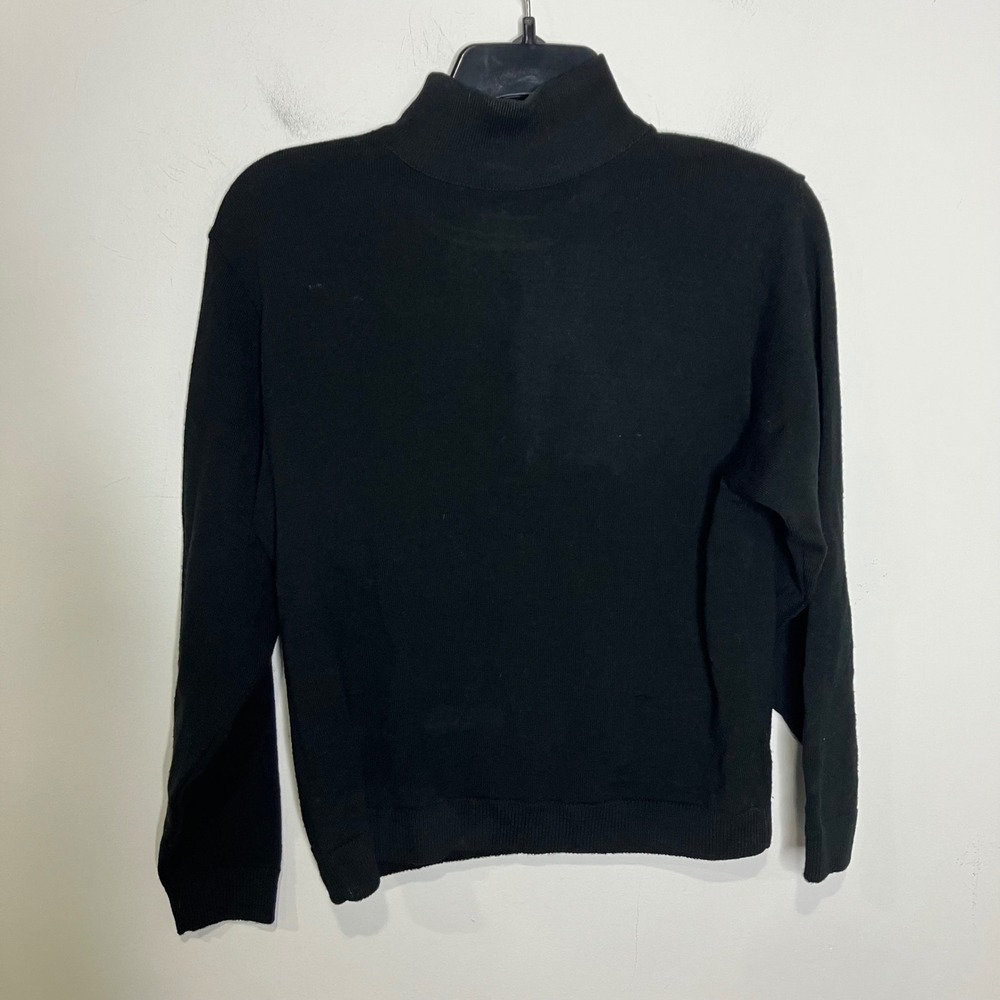 Pendleton 100% wool mockneck sweater black womens size medium petite winter‎